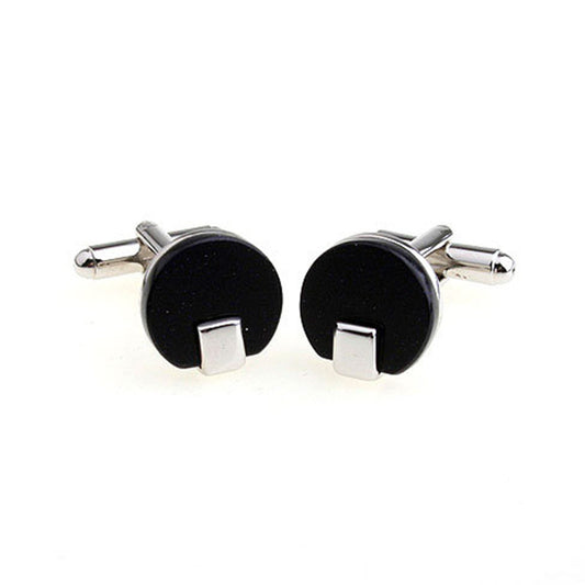 Gemelos Redondos de Ónice Negro para Hombre - Image 2