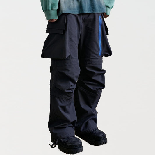 Pantalones Cargo Holgados con Bolsillos Múltiples y Detalles en Contraste