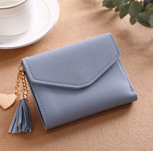 Billetera Clutch Coreana con Múltiples Compartimentos y Dije de Borla - Image 4