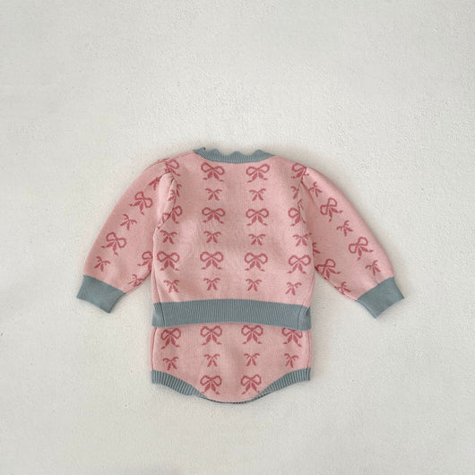 Cardigan Romper de Punto con Cuello Concha y Moño - Manga Larga - Image 22