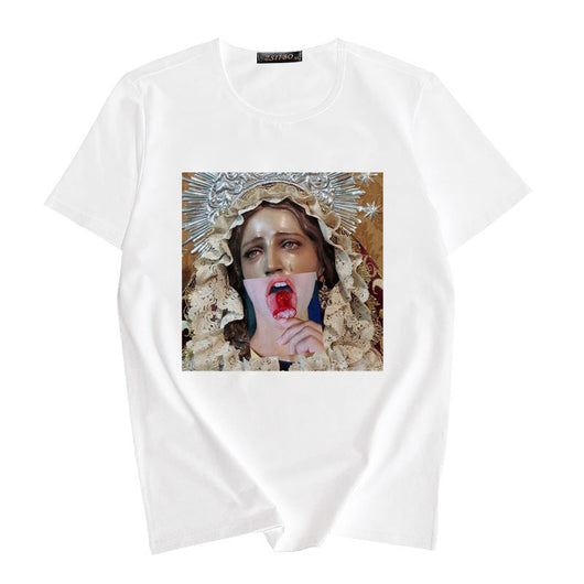 Camiseta Estampado Artístico Óleo Cuello Redondo para Mujer - Image 10