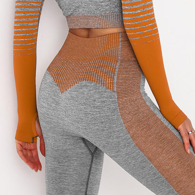 Pantalones de Yoga sin Costuras con Rayas Tejidas - Image 23