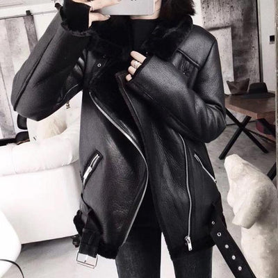 Chaqueta de Cuero Sintético Grueso con Forro de Borrego para Mujer - Image 15