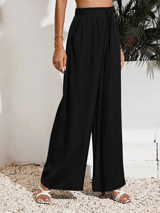 Pantalones Anchos de Talle Alto con Cintura Elástica Ajustable - Image 28