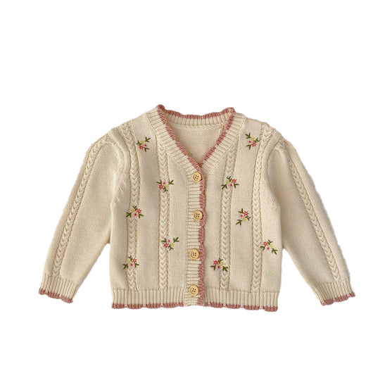 Cardigan Tejido para Niña con Bordado Floral Delicado - Image 5