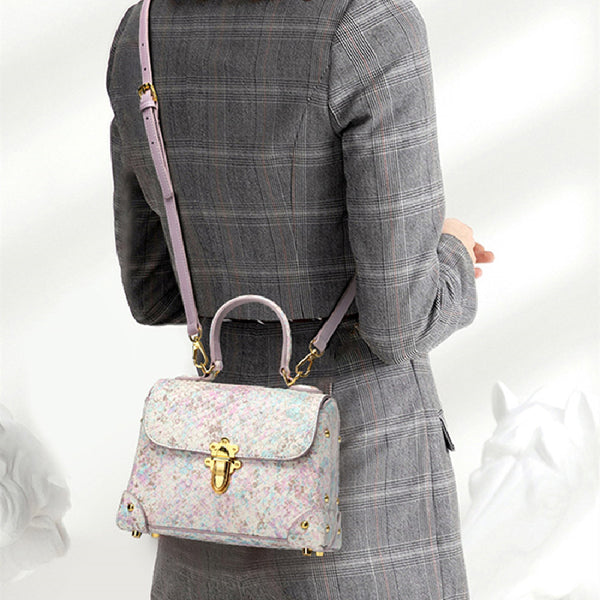 Bolso de Mano de Cuero con Patrón de Serpiente