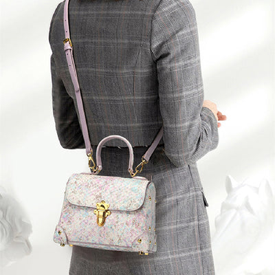Bolso de Mano de Cuero con Patrón de Serpiente