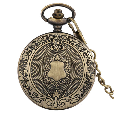Reloj de Bolsillo Grande Estilo Vintage con Patrón de Escudo Dorado y Movimiento Cuarzo - Image 5