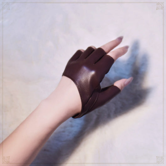 Guantes Góticos Punk de Cuero Mitad Dedo para Chica - Image 11