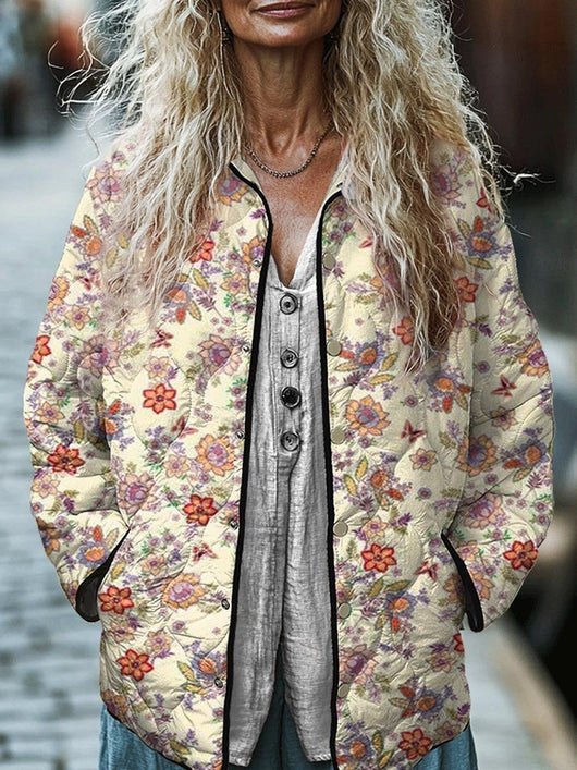 Chaqueta Acolchada de Algodón para Mujer con Estampado Floral Digital - Image 18