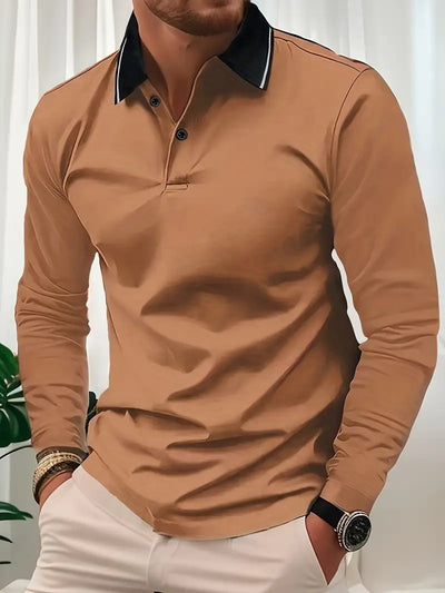 Polo de Golf Otoño para Hombre con Contraste de Colores y Mangas Largas - Image 4