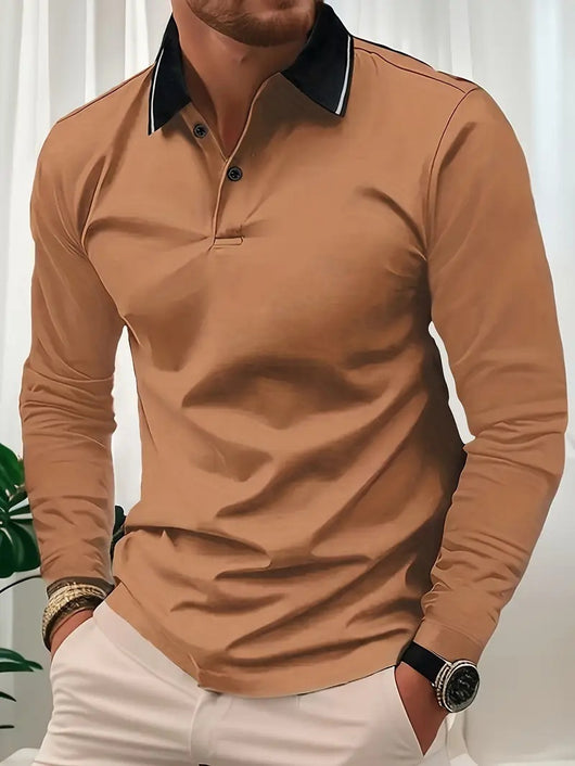 Polo de Golf Otoño para Hombre con Contraste de Colores y Mangas Largas - Image 4