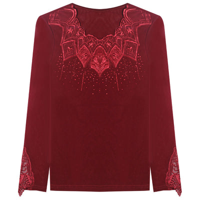Blusa Manga Larga con Diamantes Bordados para Mujer - Image 8