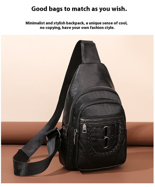 Bolso de Cuero PU Texturizado con Compartimento en el Pecho - Image 26