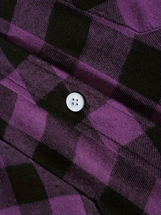 Camisa Cuadriculada Holgada de Polar para Hombre - Image 25