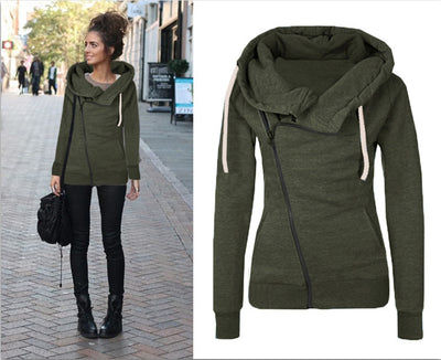 Sudadera con capucha y cierre diagonal para mujer - Image 7