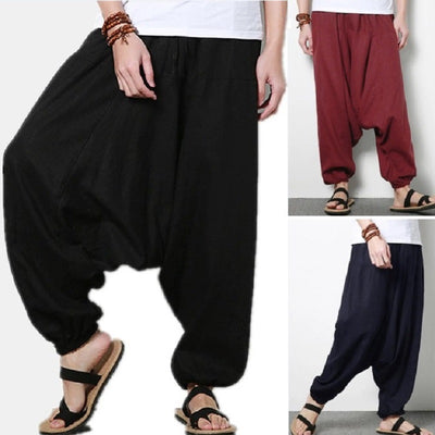 Pantalones Casuales Holgados de Algodón y Lino para Hombre