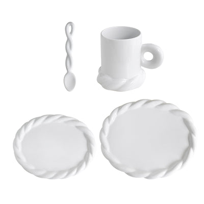 Plato de Cena Cerámica Minimalista - Diseño Clásico Blanco - Image 6