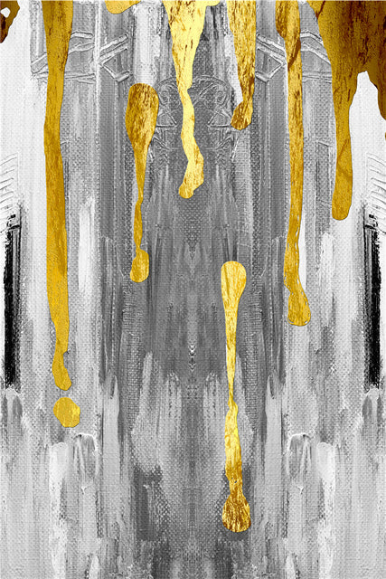 Cuadro Abstracto Lienzo Gris Dorado Nórdico - Pintura al Óleo - Image 4