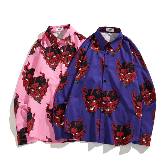 Camisa Suelta Estampada para Parejas de Manga Larga - Image 7