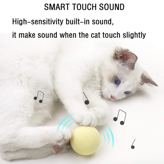 Pink pet gravity voice ball with a pull tab, packaged in a pink box with a cartoon bird design and musical notes. Includes a small bag of catnip. - Image 9
