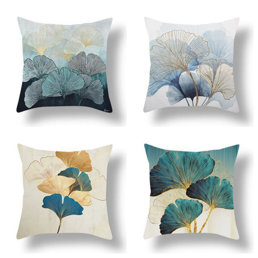 Funda de Almohada Terciopelo Melocotón con Estampado Ginkgo - Image 6