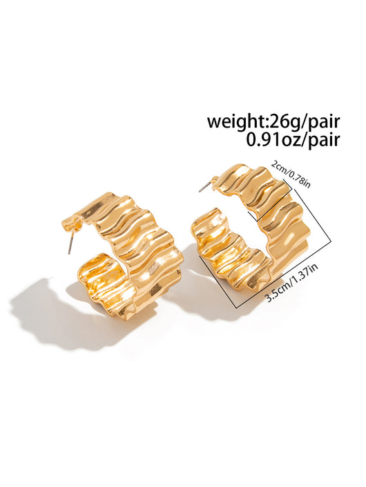 Aretes de Flor Plisada en Metal Líquido - Image 31