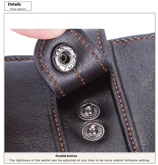 Billetera de Cuero Genuino con Cierre y Hebilla Retro para Hombre - Image 14