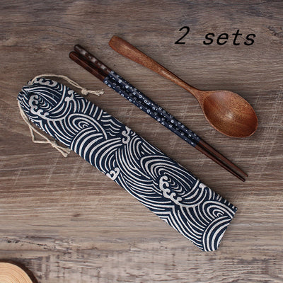 Set de Cubiertos Portátiles de Madera con Palillos y Cuchara - Image 7