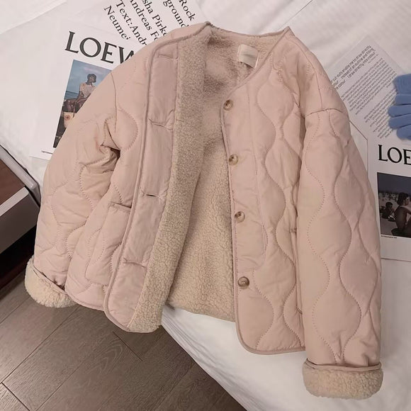 Chaqueta Acolchada de Lana Cordero para Mujer - Abrigo de Invierno