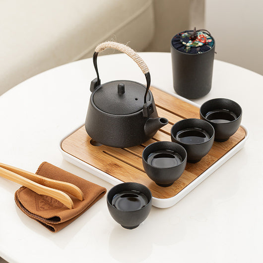 Juego de Té Portátil de Cerámica con Tetera y 4 Tazas para Viajes - Image 11