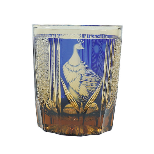 Vaso de Whiskey de Cristal Tallado a Mano con Diseño de Pavo Real - Image 5