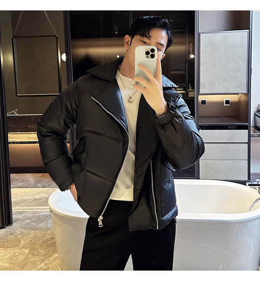 Chaqueta Acolchada de Plumas para Hombre con Cuello Clásico - Image 27