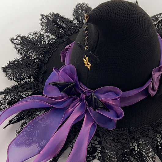 Sombrero Gótico Bruja Lolita de Encaje Hecho a Mano - Image 13