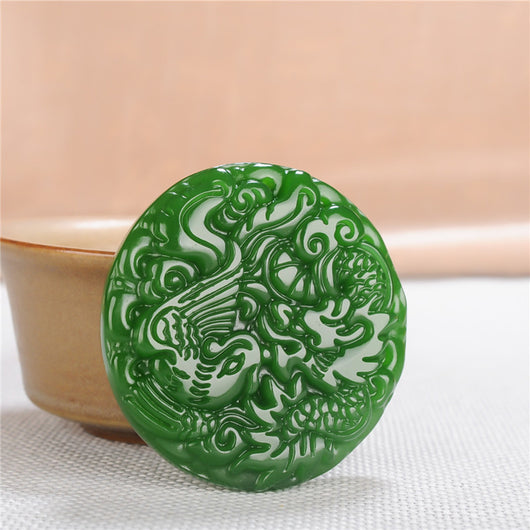 Colgante de Jade Hetian Verde Espinaca