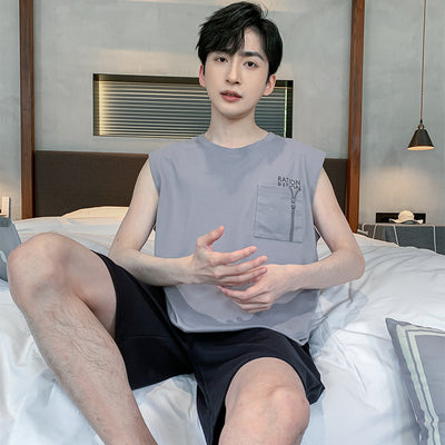Pijama Tipo Chaleco sin Mangas para Hombre - Algodón Puro Verano - Image 11