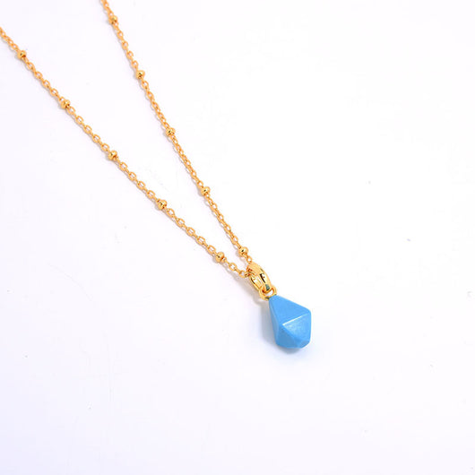 Collar Geométrico Ágata Azul Oro Natural con Ojo de Tigre 3D - Image 35