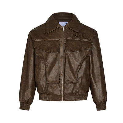 Abrigo de Cuero PU Estilo Urbano Retro con Bolsillos Grandes - Image 3