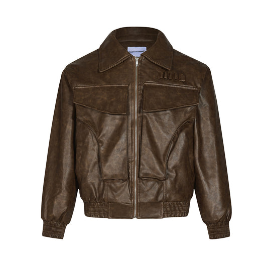 Abrigo de Cuero PU Estilo Urbano Retro con Bolsillos Grandes - Image 3