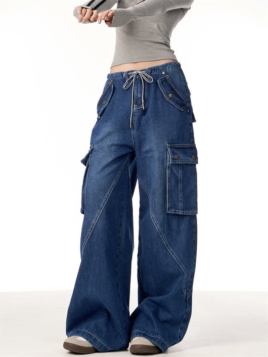 Pantalones Cargo Retro Mujer Cintura Alta Bolsillos Múltiples Corte Recto - Image 14