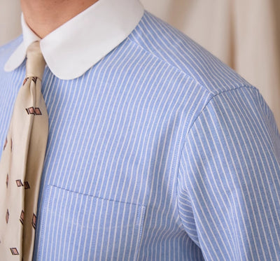 Camisa de Algodón a Rayas con Cuello y Manga Larga - Image 8