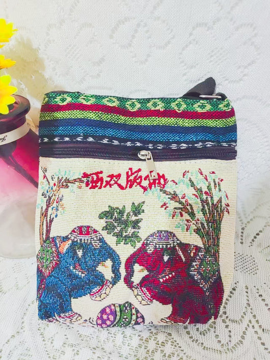 Bolso Bandolera Bordado Étnico con Elefante y Mariposa Estilo Chino - Image 64