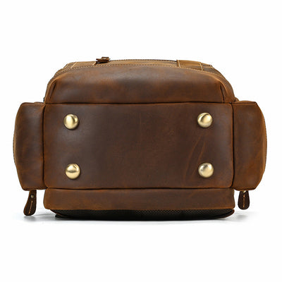 Mochila de Cuero Retro para Hombre - Gran Capacidad y Múltiples Bolsillos - Image 15