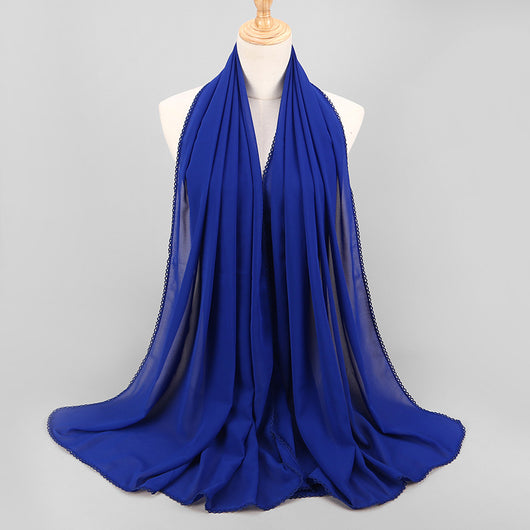 Pañuelo Elegante de Encaje Monocromático y Gasa Perlada para Mujer - Image 23