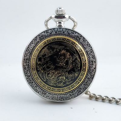 Reloj de Bolsillo Grande con Dragón y Fénix - Diseño Esmaltado para Prosperidad - Image 4