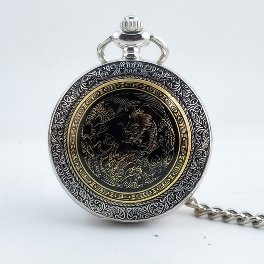 Reloj de Bolsillo Grande con Dragón y Fénix - Diseño Esmaltado para Prosperidad - Image 4