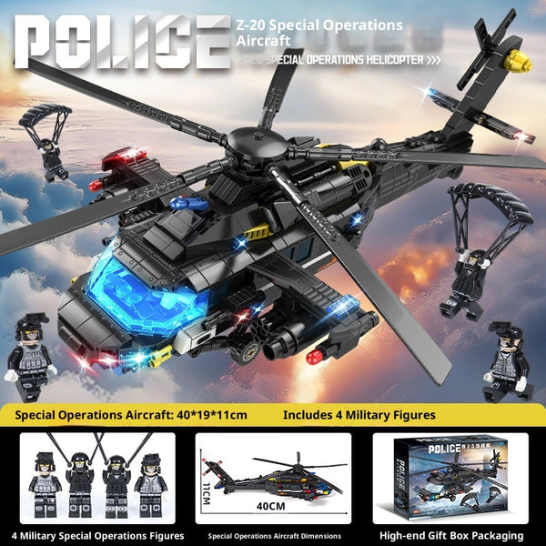 Helicóptero SWAT de Policía - Bloques de Construcción Educativos para Niños