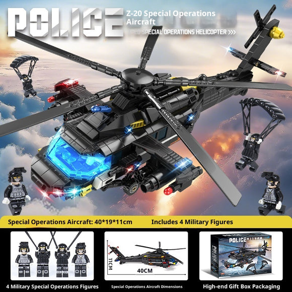 Helicóptero SWAT de Policía - Bloques de Construcción Educativos para Niños