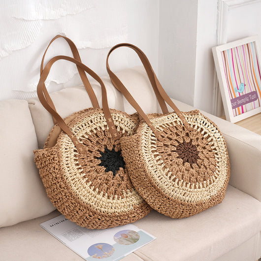 Bolso de Hombro Tejido a Mano con Diseño Multicolor - Estilo Bohemio en Paja Natural - Image 10