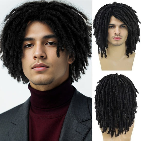 Peluca Completa de Rastas Sintéticas para Hombre - Fibra de Alta Calidad